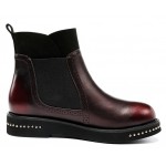 Burgundy Metal Beads Old School Ankle Chelsea Boots Shoes