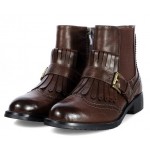 Brown Vintage Fringes Old School Ankle Chelsea Boots Shoes