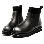 Black Metal Beads Old School Ankle Chelsea Boots Shoes