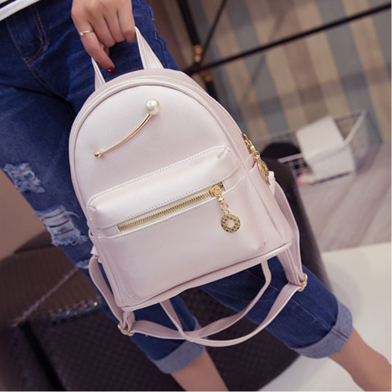 White Gold Giant Pearl Cute Mini Backpack Bag