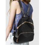 Black Gold Zipper Canvas Fashion Vintage School Funky Bag Backpack