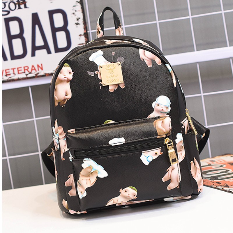 Black Rabbit Shape Backpack Small Cute Cartoon Bag For Women Hip