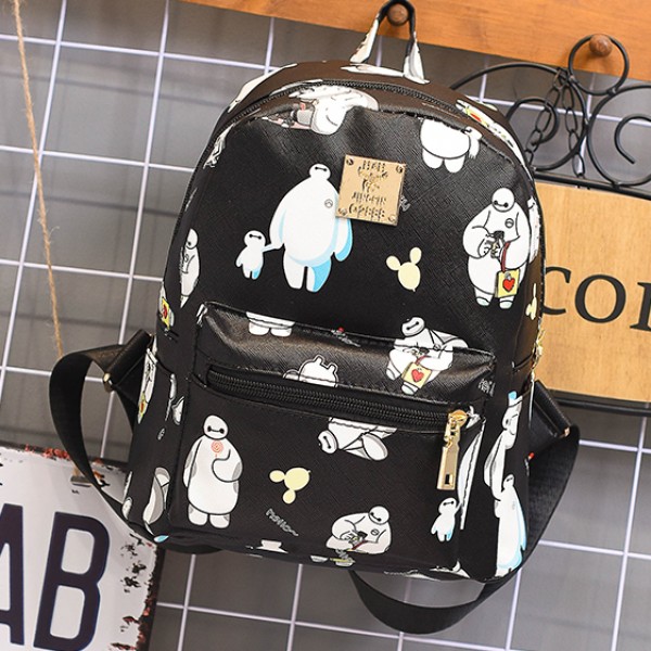 Black Cute Cartoon White Snowman Mini Backpack Bag