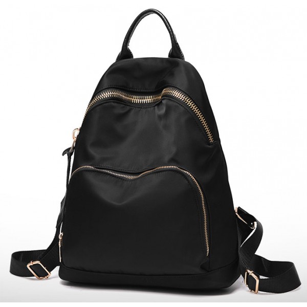 Black Gold Zipper Canvas Fashion Vintage School Funky Bag Backpack