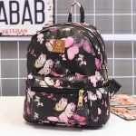 Black Purple Butterfly Flowers Mini Backpack Bag