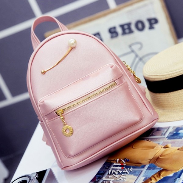 Pink Gold Giant Pearl Cute Mini Backpack Bag