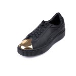 Black Gold Metal Head Lace Up Sneakers Flats Shoes