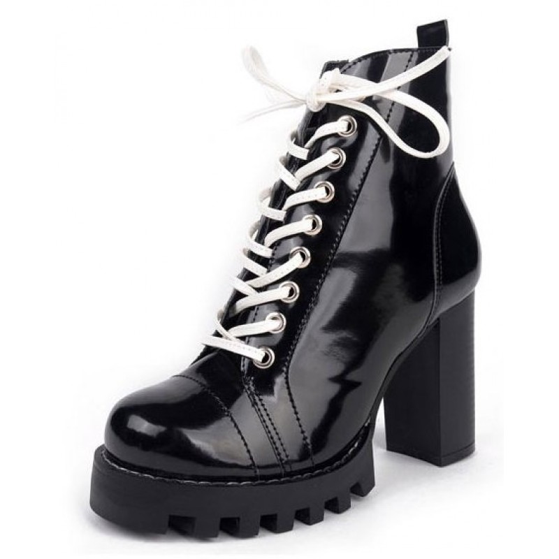 combat boots with white laces