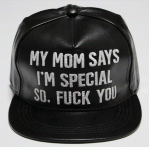 Black White My Mom Says I'm Special PU Baseball Cap Hip Hop Trucker Hat Snapback