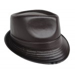 Brown Faux Leather PU Punk Rock Funky Gothic Jazz Dance Dress Bowler Hat