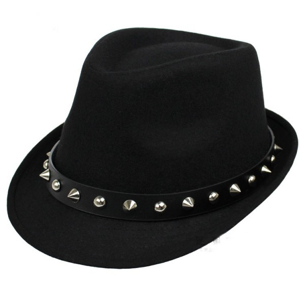 Black Spikes Punk Rock Woolen Funky Gothic Jazz Dance Dress Bowler Hat
