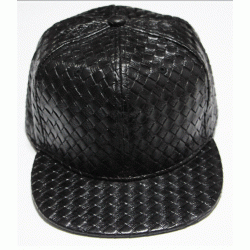 Black White Knitted Woven Faux Leather PU Baseball Cap Hip Hop Trucker Hat Snapback