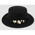 Black Woolen Pearls Classic Jazz Dance Dress Bowler Hat