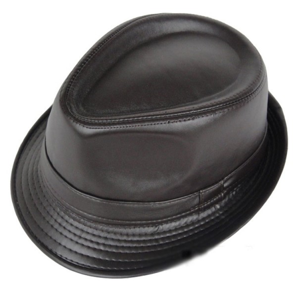 Brown Faux Leather PU Punk Rock Funky Gothic Jazz Dance Dress Bowler Hat