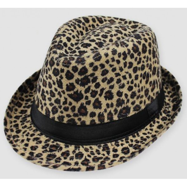 Khaki Leopard Cheetah Wild Animal Funky Gothic Jazz Dance Dress Bowler Hat