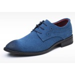 Blue Suede Wingtip Lace Up Mens Oxfords Loafers Dapperman Dress Shoes Flats