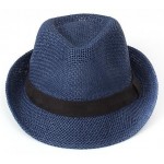 Blue Straw Woven Jazz Bowler Hat