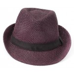Purple Straw Woven Jazz Bowler Hat