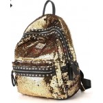 Gold Sequins Glittering Metal Studs Gothic Punk Rock Backpack
