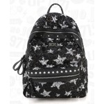 Black Silver Stars Sequins Glittering Metal Studs Gothic Punk Rock Backpack
