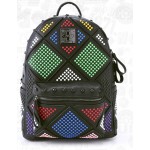 Black Colorful Rainbow Studs Gothic Punk Rock Backpack
