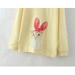Yellow White Rabbit Long Sleeve Sweatshirts Tops