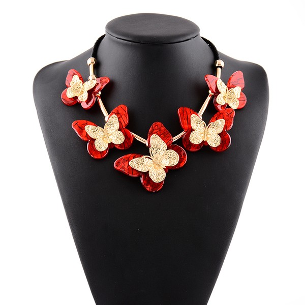 Red Butterfly Vintage Glamorous Bohemian Ethnic Necklace