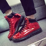 Red Metallic Galaxy Sole High Top Lace Up Punk Rock Sneakers Mens Shoes