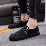 Black Spikes Glittering Bling Bling Punk Slip On Loafers Sneakers Mens Shoes