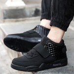 Black Square Studs High Top Lace Up Punk Rock Sneakers Mens Boots Shoes