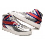 Silver Metallic Jack Union High Top Lace Up Punk Rock Sneakers Mens Shoes