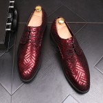 Red Metallic Pointed Head Lace Up Mens Oxfords Shoes