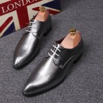 Silver Metallic Glitter Pointed Head Lace Up Mens Oxfords Shoes