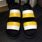 Yellow White Black  Round Head Straps Mens Gladiator Roman Sandals