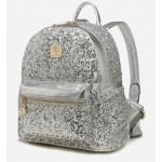 Silver Metallic Shiny Sequins Glittering Gothic Punk Rock Backpack