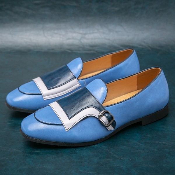 Blue Classic Monk Strap Dappermen Dapper Loafers Shoes