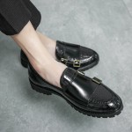 Black Croc Classic Monk Strap Dappermen Dapper Loafers Shoes