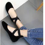 Black Ankle Cross Strap Mary Jane Ballerina Ballet Flats Shoes