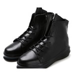 Black Lace Up Thick Sole High Top Lace Up Punk Rock Sneakers Mens Boots Shoes
