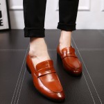 Brown Pointed Head Dappermen Mens Loafers Flats Dress Shoes