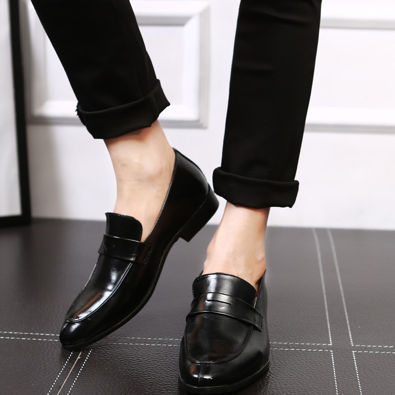 black pointed loafers