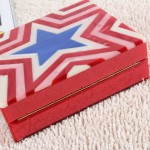 Red Blue American Stars Acrylic Rectangular Evening Clutch Purse Jewelry Box
