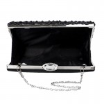 White Black Vintage Beaded Diamante Floral Jewels Clutch Bag Retangular Jewelry Box