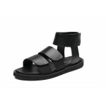Black Strappy Ankle Strap Thick Sole Fashion Mens Gladiator Roman Sandals