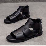 Black Strappy High Top Fashion Mens Gladiator Roman Sandals