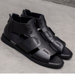 Black Strappy High Top Fashion Mens Gladiator Roman Sandals