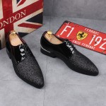 Black Lace Up Mens Glittering Point Head Oxfords Loafers Dappermen Dress Shoes