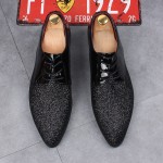 Black Lace Up Mens Glittering Point Head Oxfords Loafers Dappermen Dress Shoes