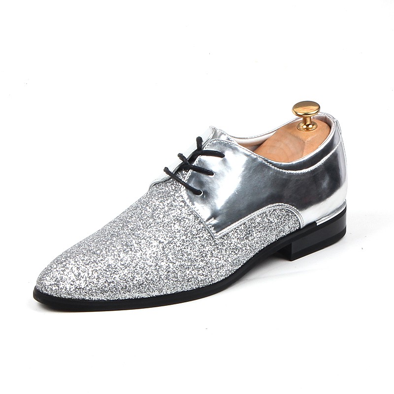 Silver Lace Up Mens Thick Cleated Sole 