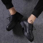 Black Lace Up Mens Thick Cleated Sole Oxfords Loafers Dappermen Dress Shoes
